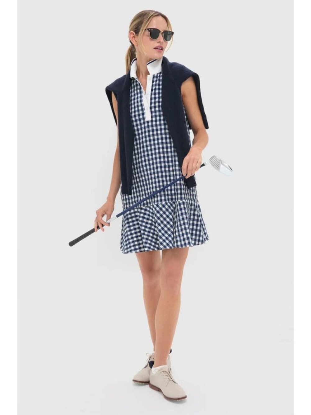 Tuckernuck Navy and White Gingham Polo Mini Dress